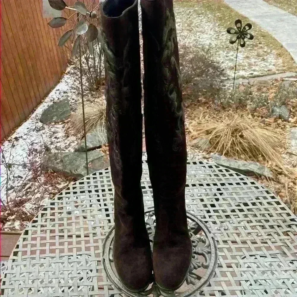 Prada Brown Suede Boots - Picture 1 of 7
